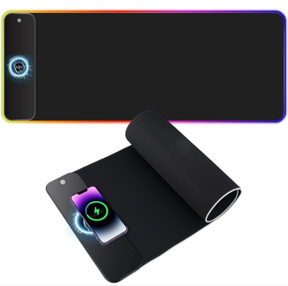 Tapis de souris led avec système de recharge sans fil