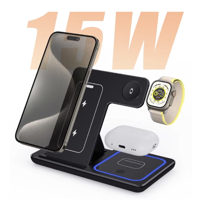 Station de recharge sans fil 3 en 1